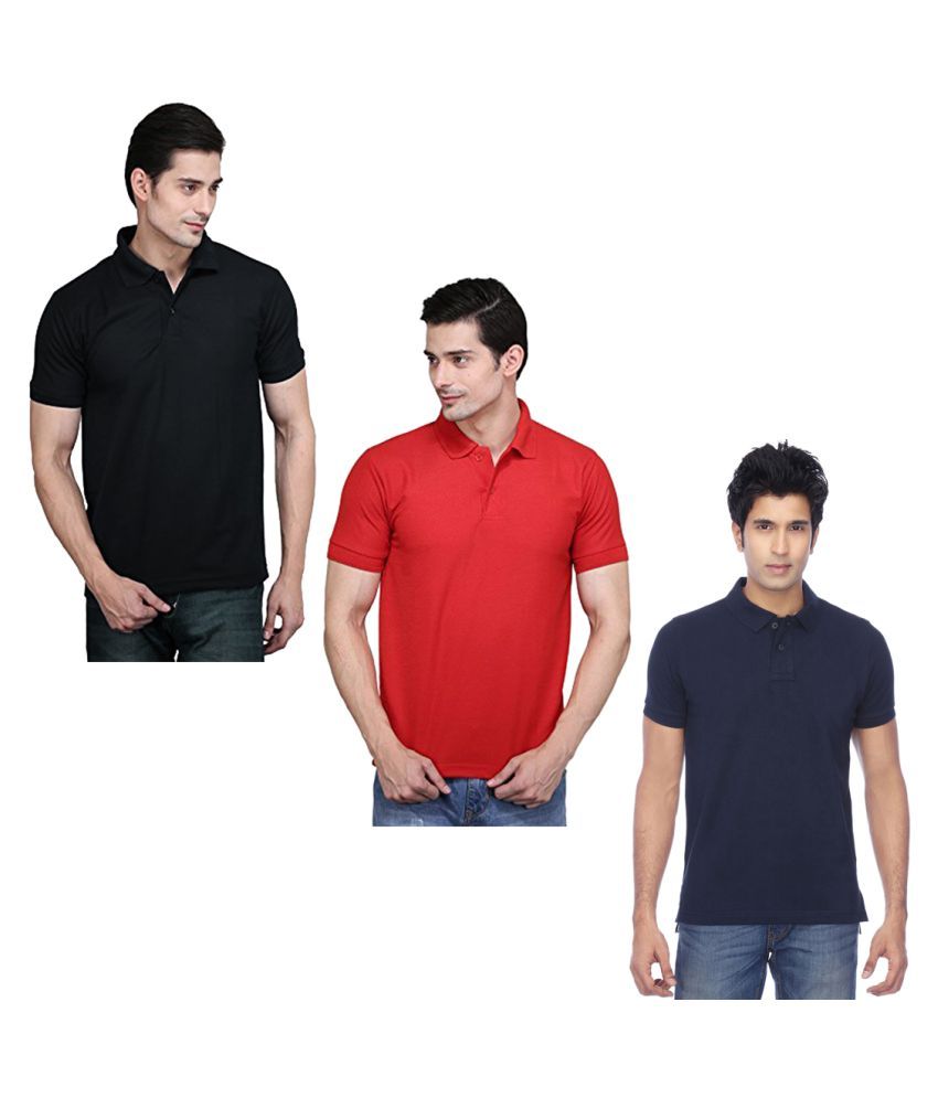 Set of three men's Ketex cotton blend half-sleeve polo T-shirts in multicolor, 2XL size, casual and comfortable style.