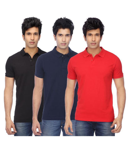 Set of three men's Ketex cotton blend half-sleeve polo T-shirts in multicolor, size 2XL, with classic collar and short sleeves.