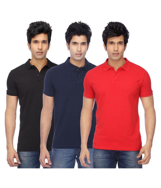 Set of three men's Ketex cotton blend half-sleeve polo T-shirts in multicolor, size 2XL, with classic collar and short sleeves.