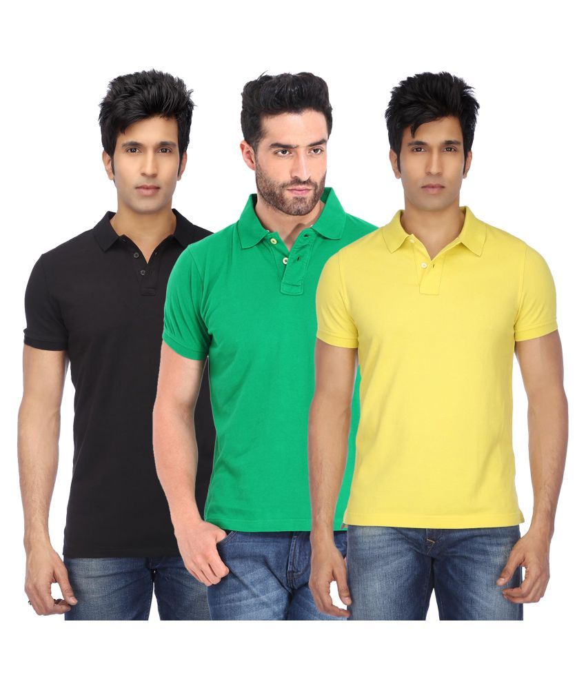 Set of three men's Ketex cotton blend half-sleeve polo T-shirts in multicolor, size 2XL, casual and comfortable.
