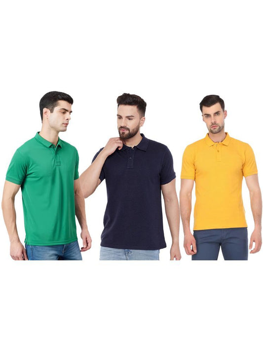 Set of three men's Ketex cotton blend half-sleeve polo T-shirts in multicolor, size 2XL, casual and comfortable style.