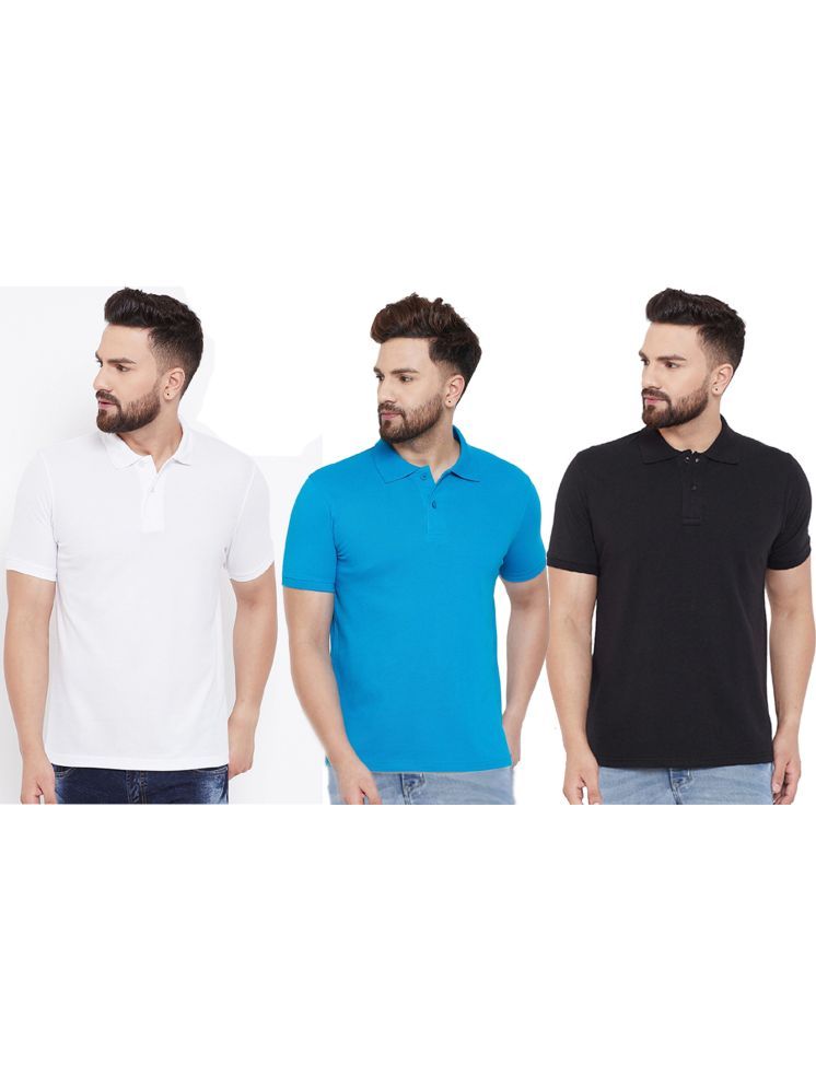 Set of three men's Ketex cotton blend half-sleeve polo T-shirts in multicolor, size 2XL, casual men's T-shirts.