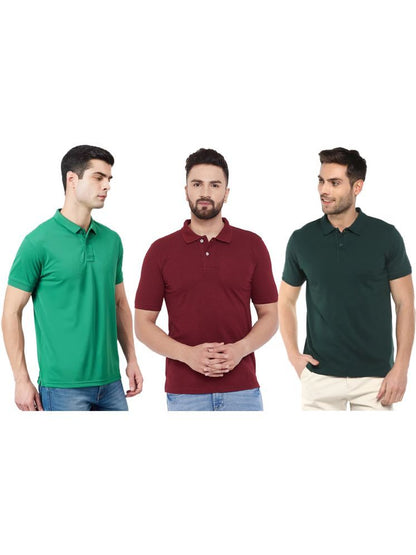 Set of three men's Ketex cotton blend polo T-shirts with half sleeves in multicolor, size 2XL, casual and comfortable style