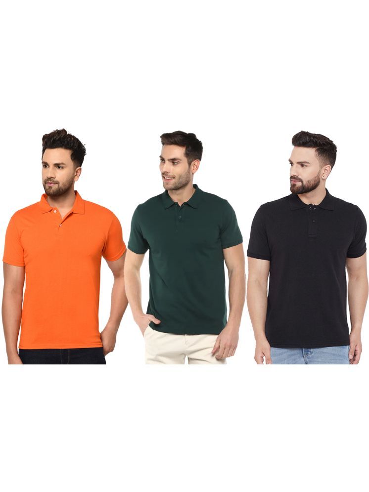 Set of three men's Ketex cotton blend half-sleeve polo T-shirts in multicolor, size 2XL, casual and comfortable clothing.