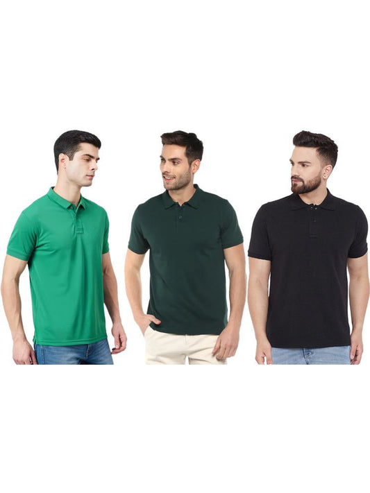 Set of three men's Ketex cotton blend half-sleeve polo T-shirts in multicolor, size 2XL, casual and comfortable style.