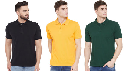 Set of three men's Ketex cotton blend half-sleeve polo T-shirts in multicolor, size 2XL, casual and comfortable style.