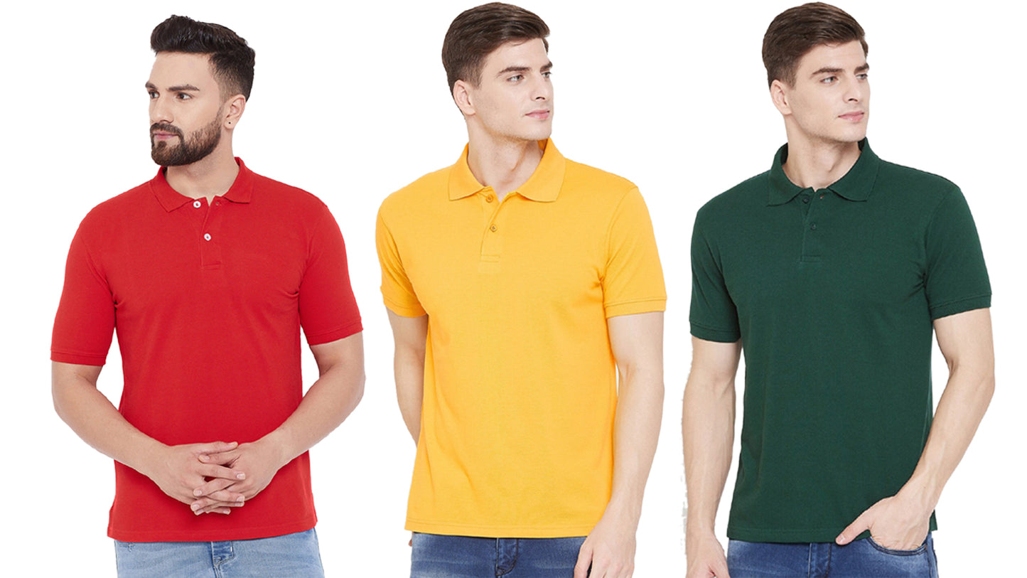 Set of three men's Ketex cotton blend half-sleeve polo T-shirts in multicolor, size 2XL, casual style.