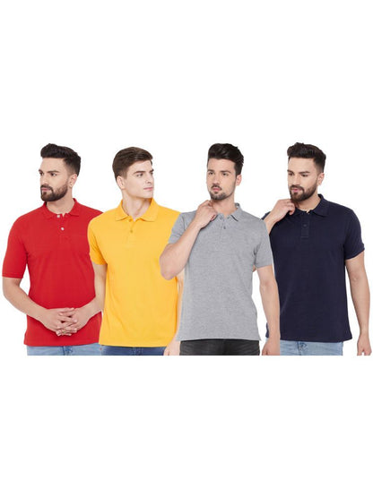 Set of four men's Ketex cotton blend half-sleeve polo T-shirts in multicolor, size 2XL, casual and comfortable.