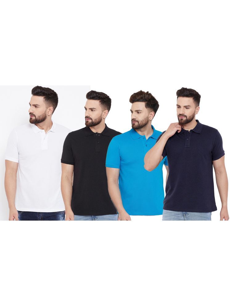Set of four men's Ketex cotton blend half-sleeve polo T-shirts in multicolor, size 2XL, casual style, front view