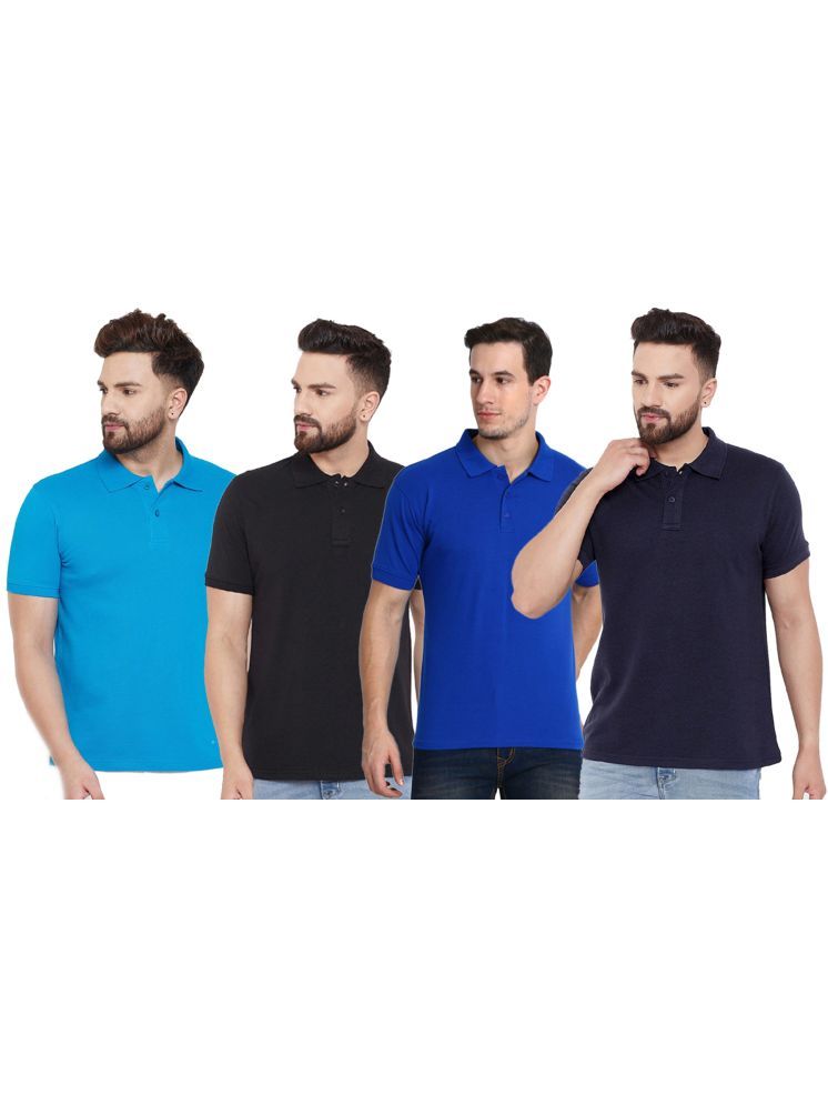 Set of four men's Ketex cotton blend half-sleeve polo T-shirts in multicolor, size 2XL, casual and comfortable fit.