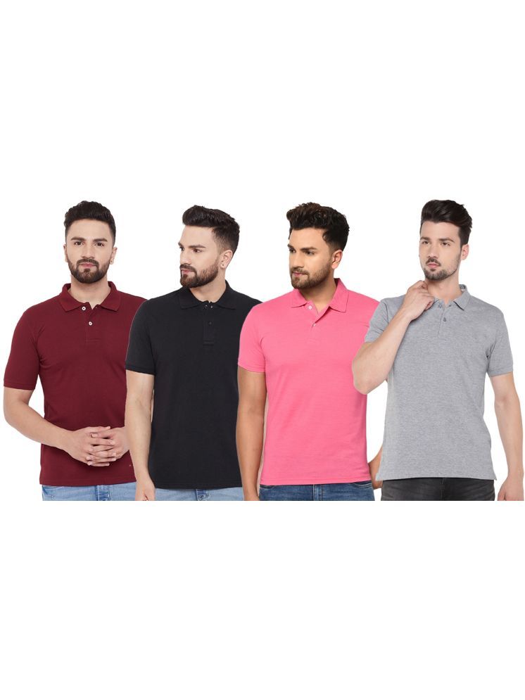 Set of four multicolor men's Ketex cotton blend half-sleeve polo T-shirts, 2XL size, comfortable casual wear.