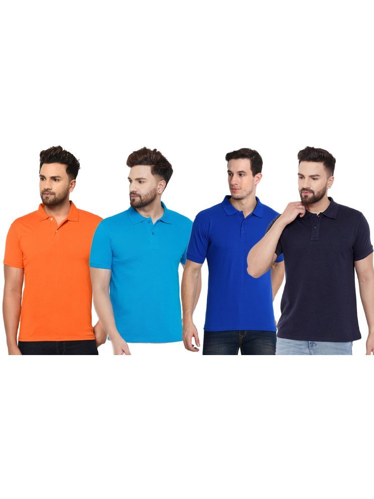 Set of four men's Ketex cotton blend half-sleeves polo T-shirts in multicolor, 2XL size, casual and comfortable for everyday wear.