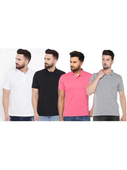 Set of four men's Ketex cotton blend half-sleeve polo T-shirts in multicolor, size 2XL, with classic collar and short sleeves.