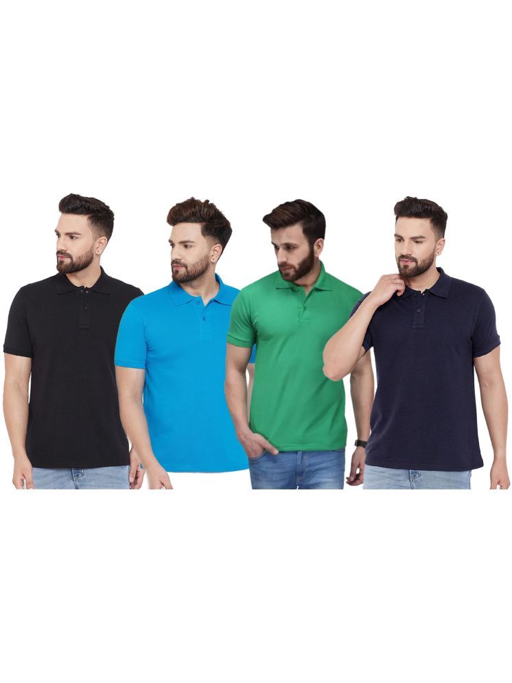 Set of four men's Ketex cotton blend half-sleeve polo T-shirts in multicolor, size 2XL, casual and comfortable style.