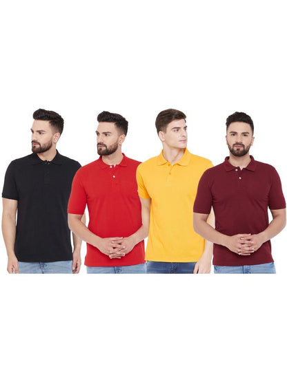 Set of four men's Ketex cotton blend half-sleeve polo t-shirts in multicolor, 2XL size, casual and comfortable for everyday wear.