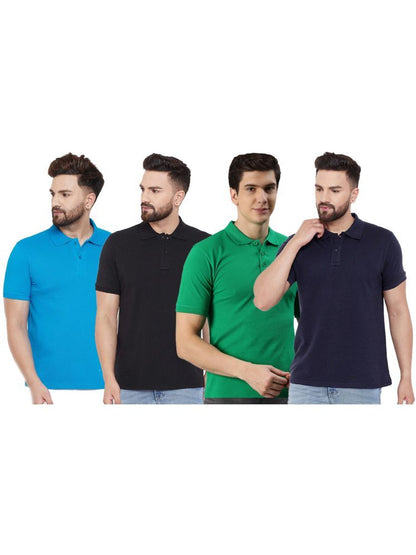 Set of four men's Ketex cotton blend half-sleeve polo T-shirts in multicolor, size 2XL, stylish and comfortable for everyday wear.
