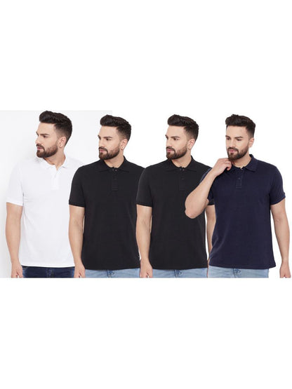 Set of four Ketex men's cotton blend half-sleeves polo shirts in various colors, 2XL size, casual T-shirts for men.