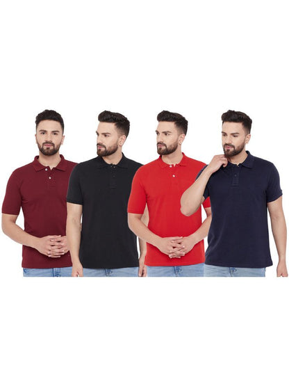 Set of four men's Ketex cotton blend half-sleeve polo T-shirts in multiple colors, size 2XL, casual and comfortable.