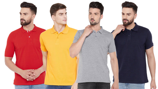 Set of four multicolor men's Ketex cotton blend half-sleeve polo T-shirts, 2XL size, casual and comfortable style