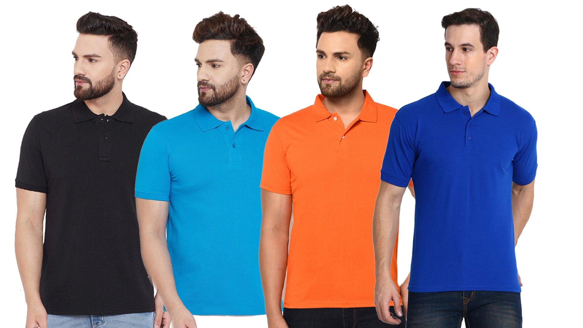 Set of four men's Ketex cotton blend half-sleeve polo T-shirts in multicolor, size 2XL, casual and comfortable.