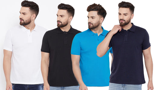 Set of four Ketex men's cotton blend half-sleeves polo T-shirts in multicolor, size 2XL, casual and comfortable fit.