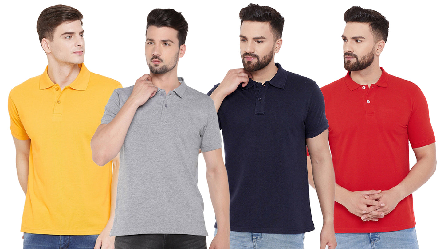 Set of four men's Ketex cotton blend half-sleeve polo T-shirts in multicolor, size 2XL, casual and comfortable for everyday wear.