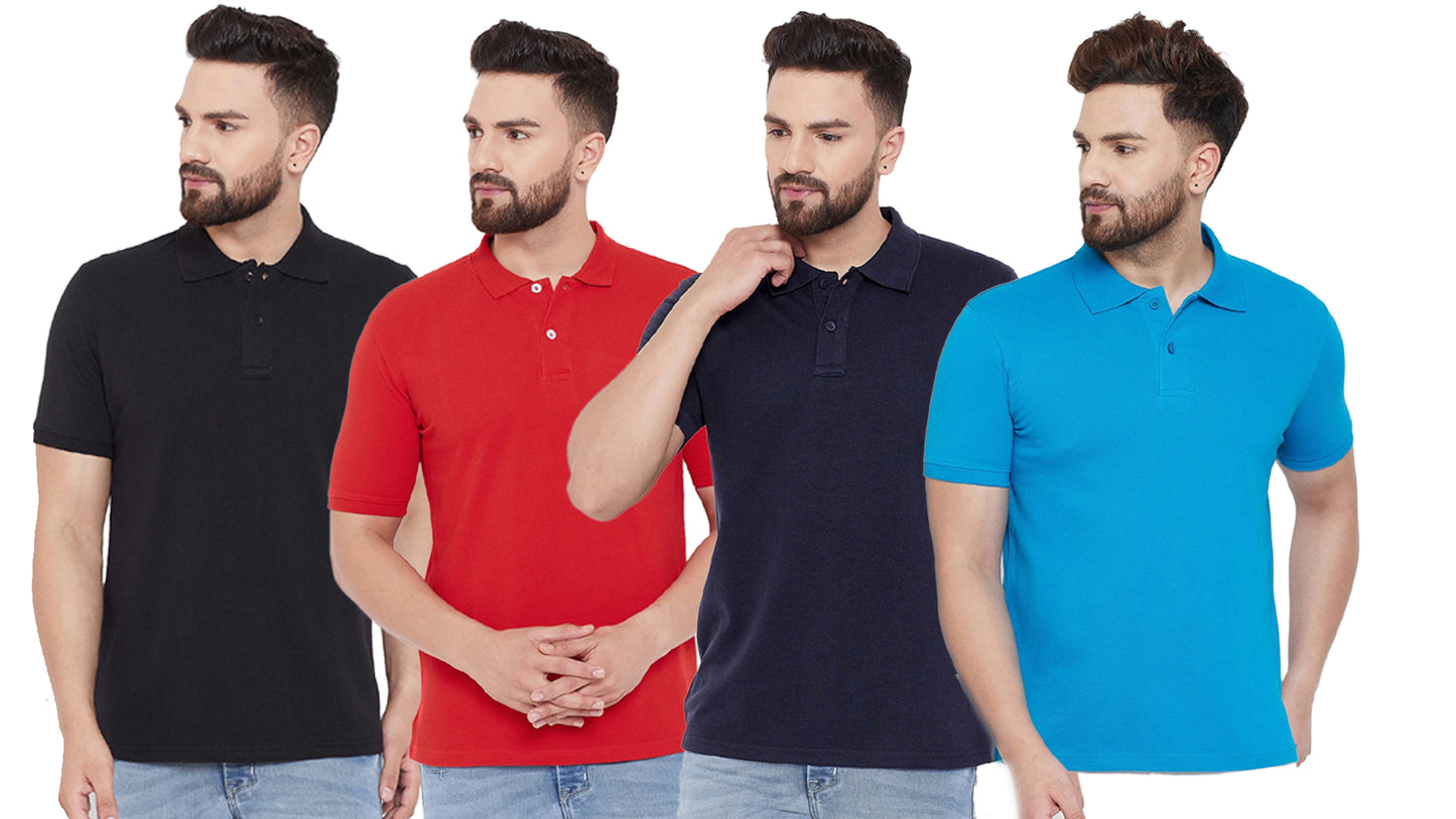 Set of four men's Ketex cotton blend half-sleeve polo T-shirts in multicolor, size 2XL, casual and comfortable clothing.