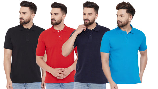 Set of four men's Ketex cotton blend half-sleeve polo T-shirts in multicolor, size 2XL, casual and comfortable clothing.