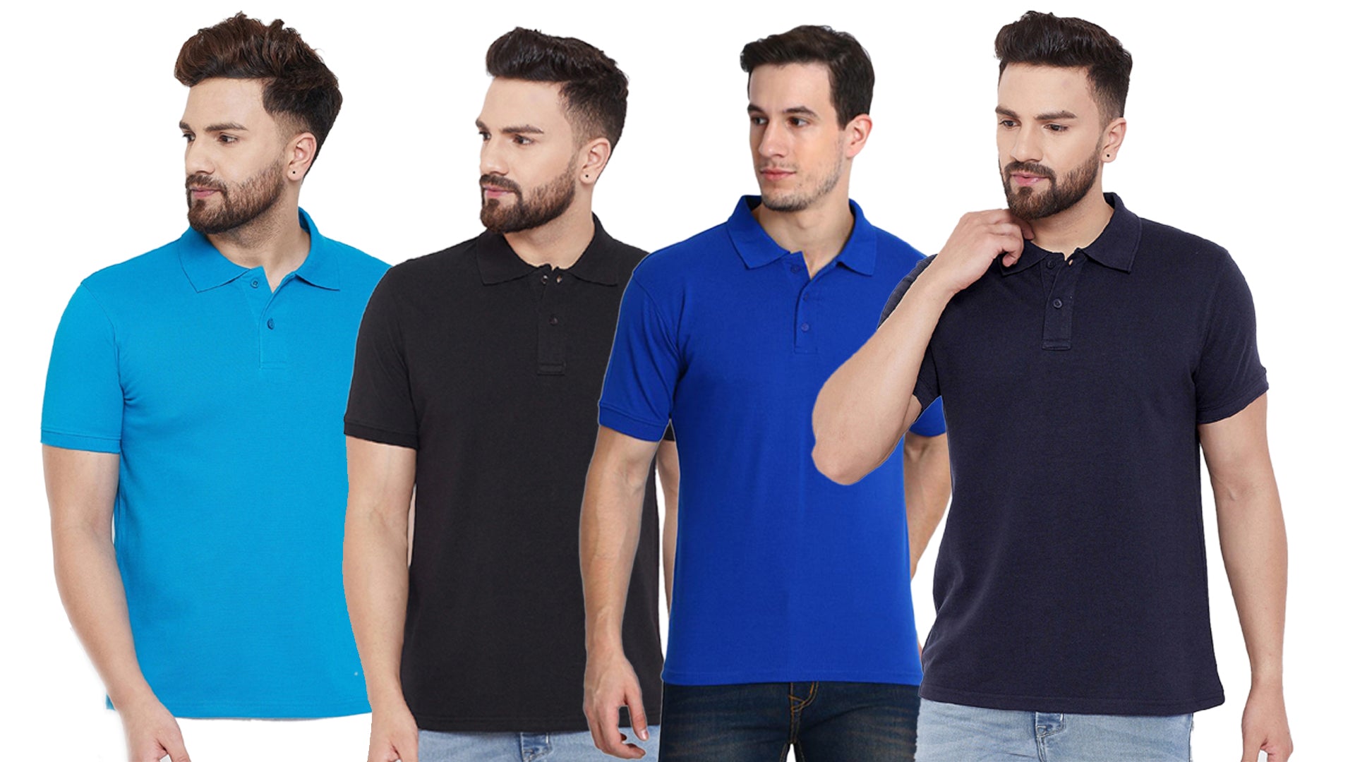 Multi-color Ketex men's cotton blend half-sleeve polo T-shirts, pack of 4, casual short-sleeve T-shirts for men.