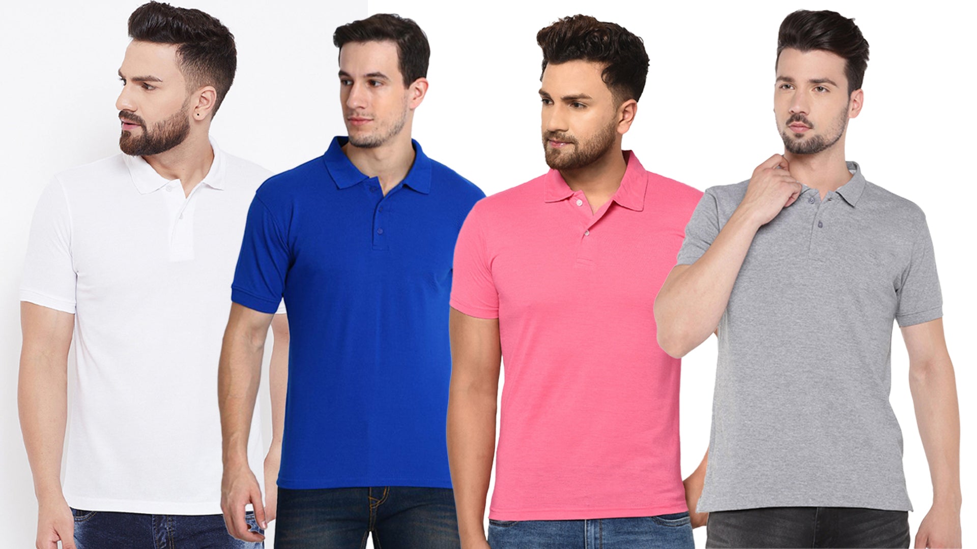 Set of four men's Ketex cotton blend half-sleeve polo T-shirts in multicolor, 2XL size, casual and comfortable for everyday wear.