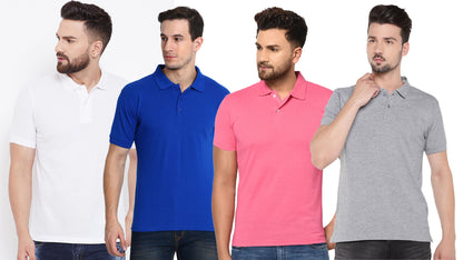 Set of four men's Ketex cotton blend half-sleeve polo T-shirts in multicolor, 2XL size, casual and comfortable for everyday wear.