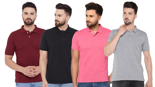 Set of four men's Ketex cotton blend half-sleeve polo T-shirts in assorted colors, 2XL size, casual and comfortable style.