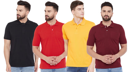 Set of four men's Ketex cotton blend half-sleeve polo T-shirts in multicolor, size 2XL, casual and comfortable wear