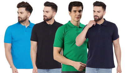Set of four men's Ketex cotton blend half-sleeve polo T-shirts in multicolor, size 2XL, casual and comfortable style.