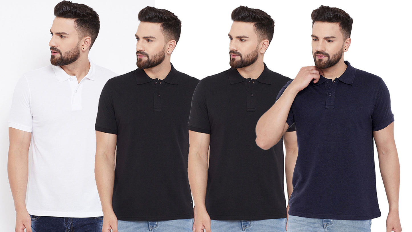 Set of four men's Ketex cotton blend half-sleeve polo T-shirts in multicolor, size 2XL, casual and comfortable.