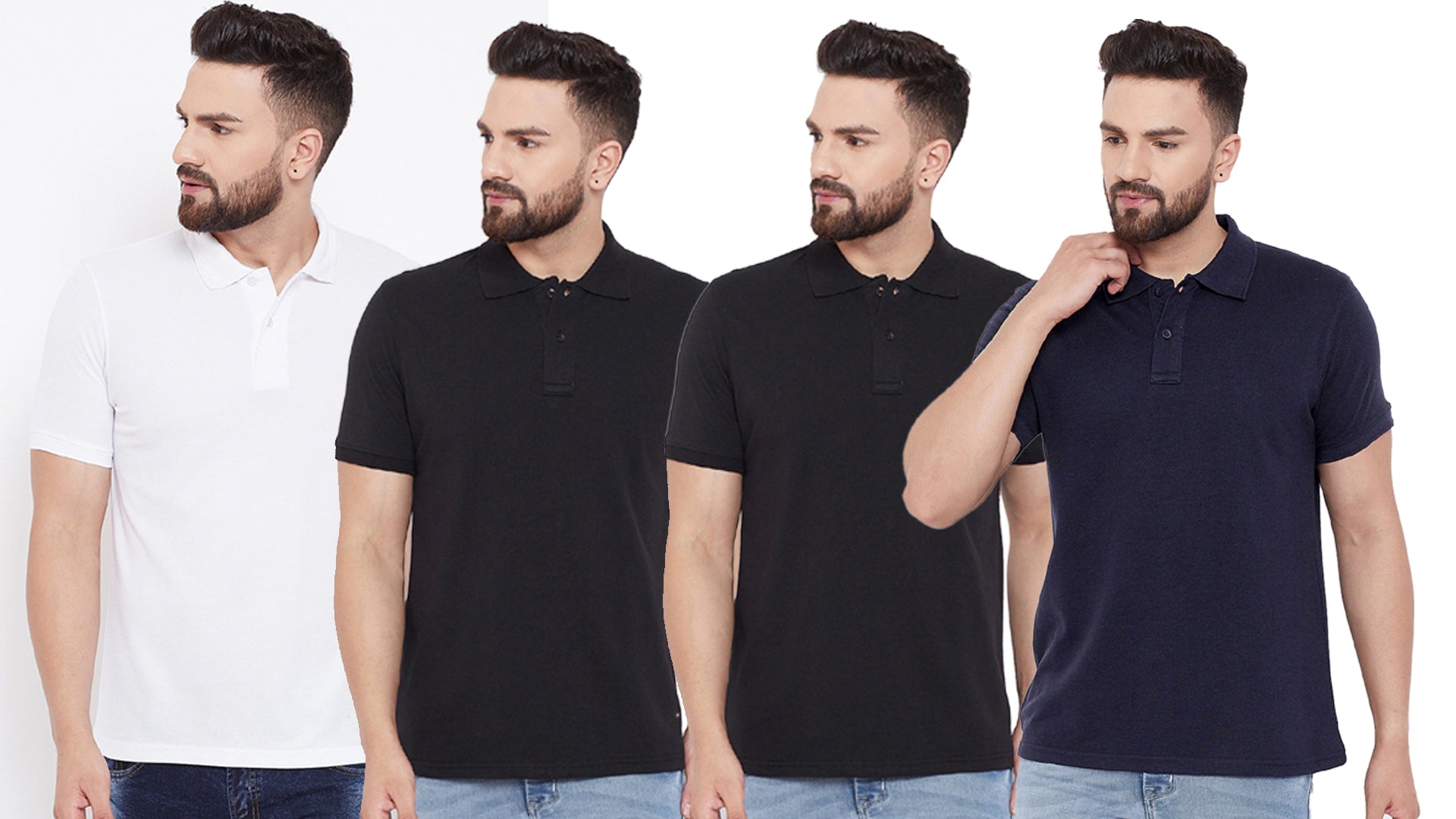 Set of four men's Ketex cotton blend half-sleeve polo T-shirts in multicolor, size 2XL, casual and comfortable.
