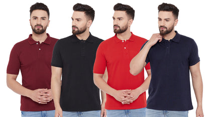 Set of four men's Ketex cotton blend half-sleeve polo T-shirts in multicolor, 2XL size, casual and comfortable for everyday wear.