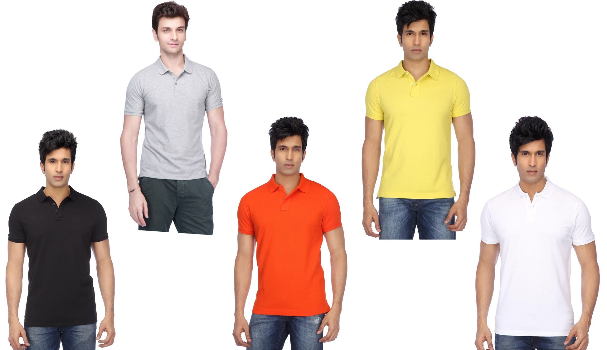 Set of five men's Ketex cotton blend polo T-shirts with half sleeves in multicolor, size 2XL, casual fashion wear
