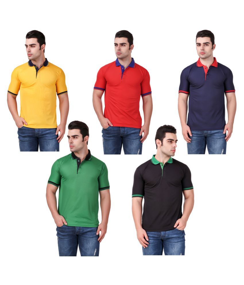 Set of five men's Ketex cotton blend half-sleeve polo T-shirts in multicolor, size 2XL, casual and comfortable apparel.