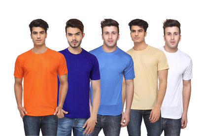 Set of four men's Ketex polyester Dri-Fit half-sleeve round neck T-shirts in multicolor, size 2XL.