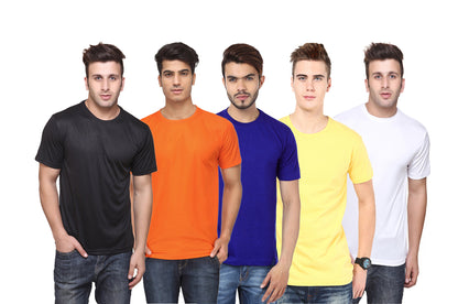 Set of four men's Ketex polyester Dri-Fit half-sleeve round neck T-shirts in multicolor, size 2XL.