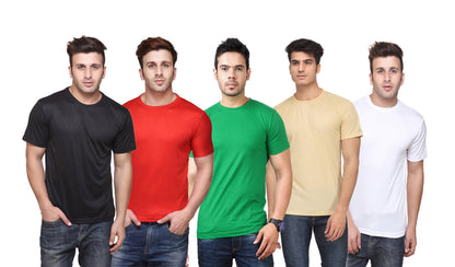Set of four men's Ketex polyester Dri-Fit round neck T-shirts in multicolor, half sleeves, 2XL size.