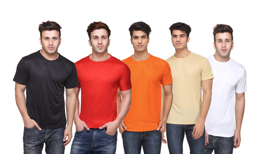 Set of four men's Ketex polyester Dri-Fit T-shirts with half sleeves and round neck in multicolor, 2XL size.