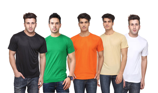 Set of four men's Ketex polyester Dri-Fit T-shirts with half sleeves, round neck, in multicolor, 2XL size.