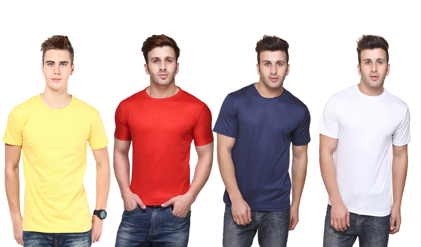 Set of four men's Ketex polyester Dri-Fit T-shirts with half sleeves and round neck, in multicolor, size 2XL.