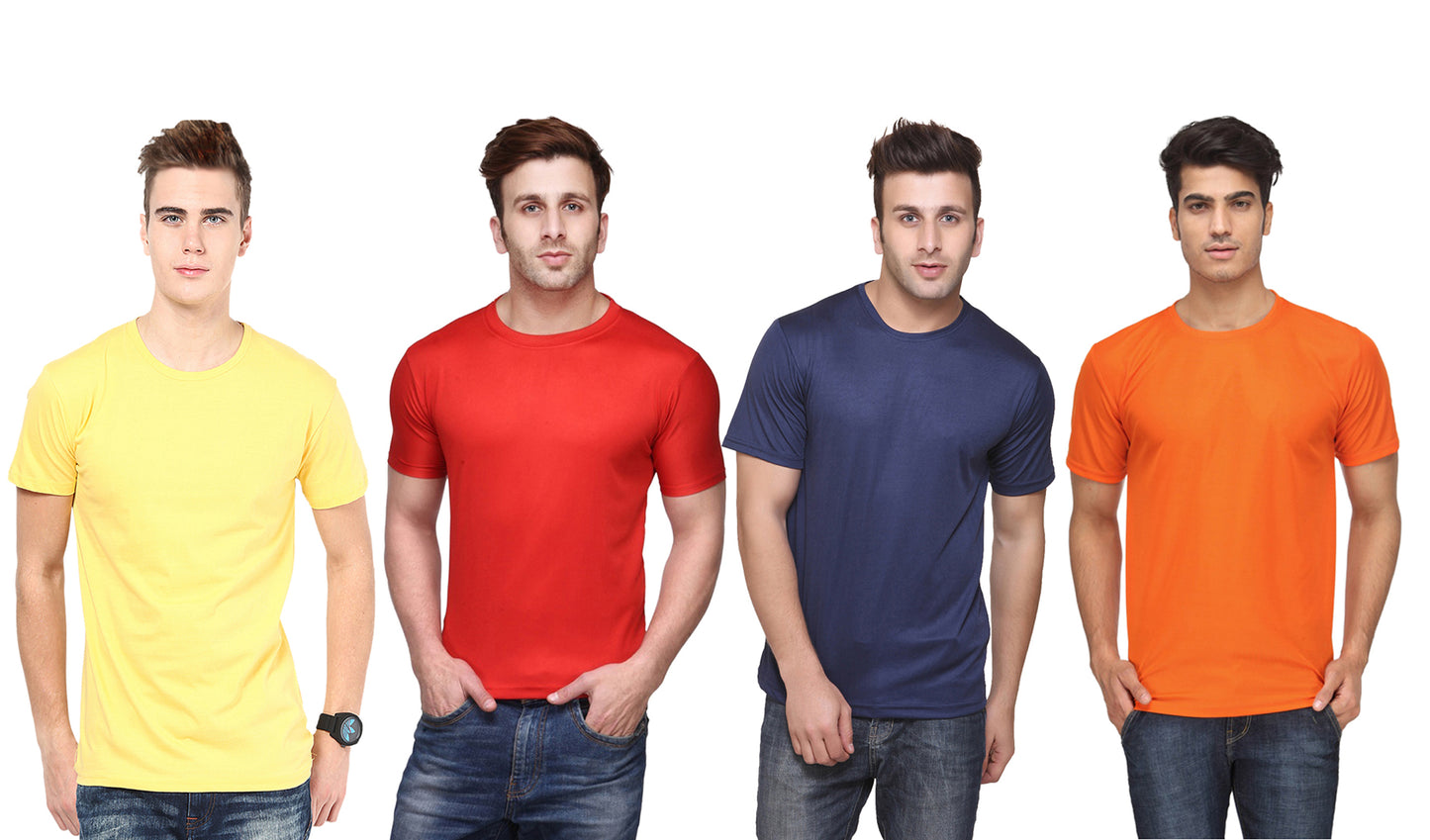 Set of four men's Ketex polyester Dri-Fit half sleeve round neck T-shirts in multicolor, 2XL, casual athletic style.