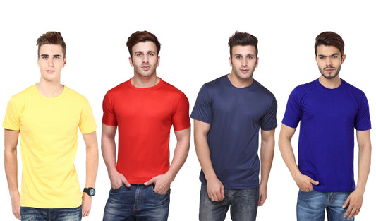 Set of four men's Ketex polyester Dri-Fit half-sleeve round neck T-shirts in multicolor, size 2XL, stylish and comfortable.