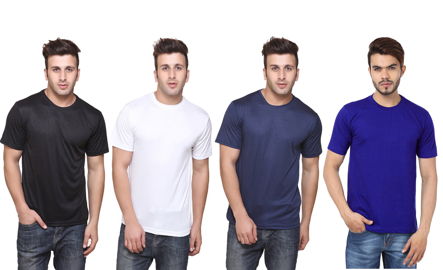 Set of four men's Ketex polyester Dri-Fit T-shirts with half sleeves, round neck, in multicolor, size 2XL.
