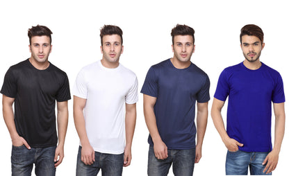 Set of four men's Ketex polyester Dri-Fit T-shirts with half sleeves, round neck, in multicolor, size 2XL.