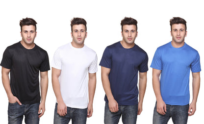 Set of four men's Ketex polyester Dri-Fit round neck T-shirts with half sleeves in multicolor, size 2XL.